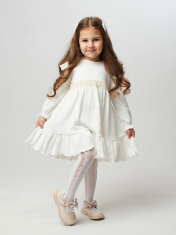 Купить оптом 332. Платье детское из лапши, хлопок 100%, молочное, р. 74,80,86,92 в Иркутске