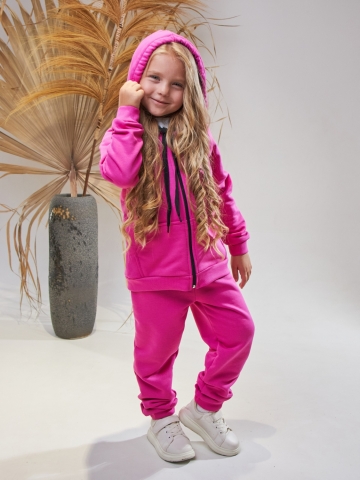 328-Ф. Костюм детский на молнии, фуксия, хлопок 65%, 35% ПЭ, 3-х нитка без начеса 98,104,110,116