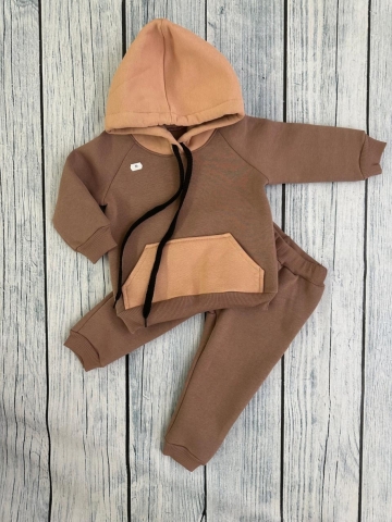 Купить оптом 296-РАЗ. Худи +Брюки детские, хлопок 65%, 35%  ПЭ, 3-х нитка (начес) разноцветный 80,86,92 в Иркутске