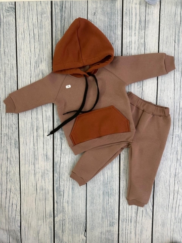 Купить оптом 296-РАЗ. Худи +Брюки детские, хлопок 65%, 35%  ПЭ, 3-х нитка (начес) разноцветный 80,86,92 в Иркутске