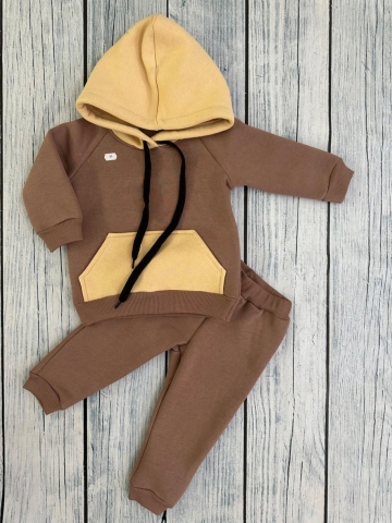 Купить оптом 296-РАЗ. Худи +Брюки детские, хлопок 65%, 35%  ПЭ, 3-х нитка (начес) разноцветный 80,86,92 в Иркутске